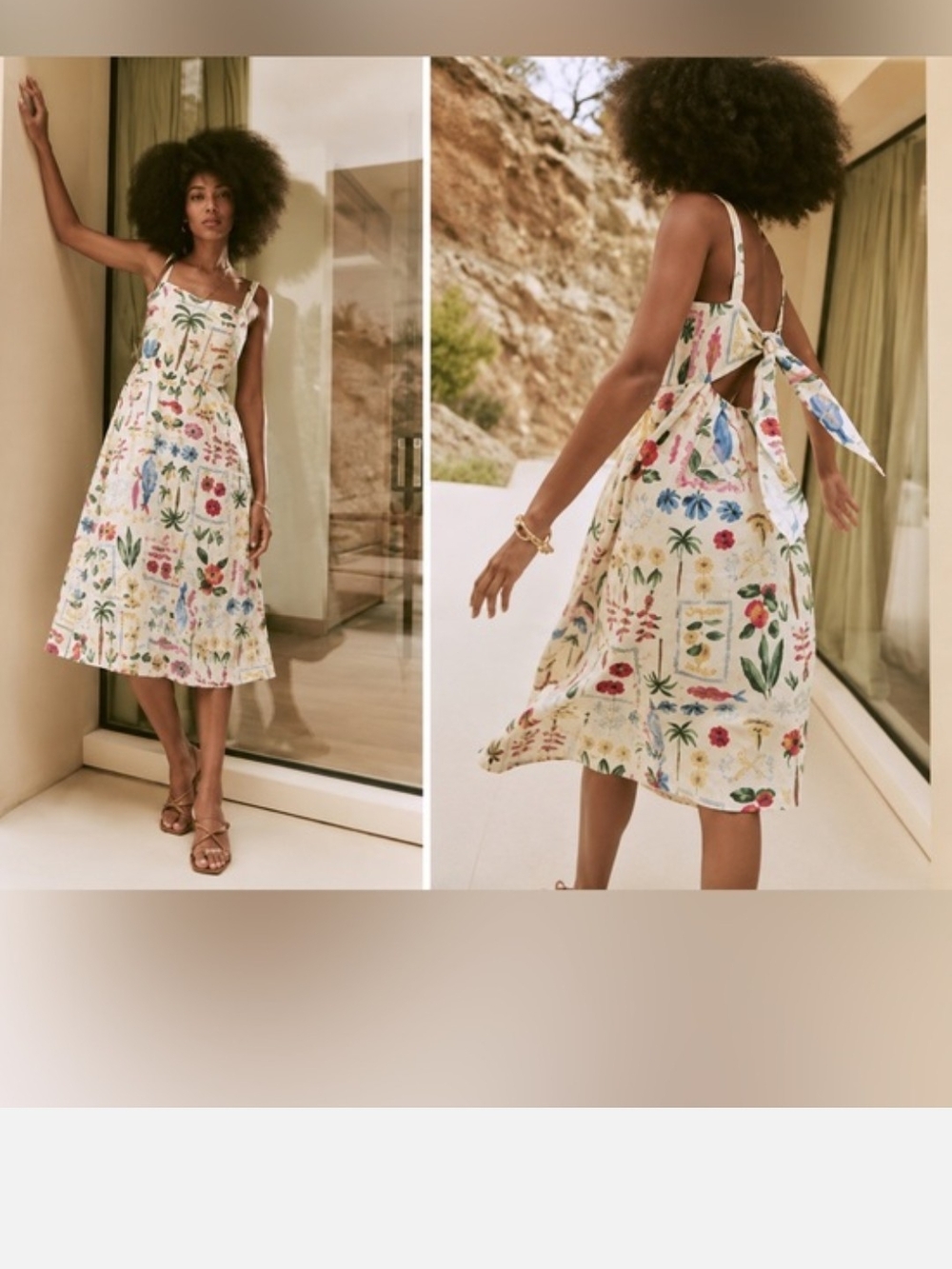 Floral Tie-Back Sundress in Cream